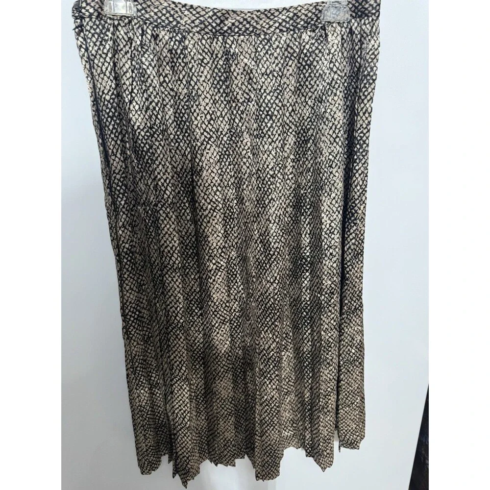 Vintage Hana Sung 2 Piece Dress Skirt And Top Size 16 Black And Tan Polyester